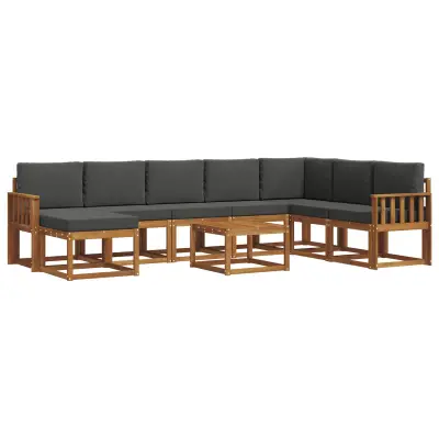 vidaXL Zunanja garnitura za sedenje 9 pcs Naravna in antracitna
