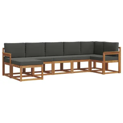 vidaXL Zunanja garnitura za sedenje 7 pcs Naravna in antracitna