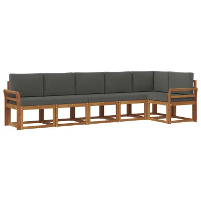 vidaXL Zunanja garnitura za sedenje 6 pcs Naravna in antracitna