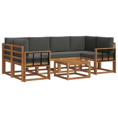 vidaXL Zunanja garnitura za sedenje 7 pcs Naravna in antracitna
