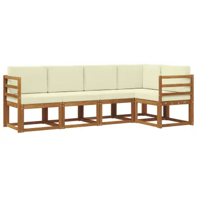 vidaXL Zunanja garnitura za sedenje z blazino 5 pcs Naravna in smetana