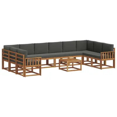 vidaXL Zunanja garnitura za sedenje 11 pcs Naravna in antracitna