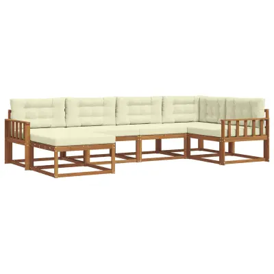 vidaXL Zunanja garnitura za sedenje z blazino 6 pcs Naravna in smetana