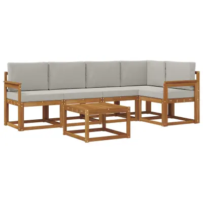 vidaXL Zunanja garnitura za sedenje 6 pcs Naravna in svetlo siva