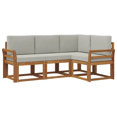 vidaXL Zunanja garnitura za sedenje 4 pcs Naravna in svetlo siva
