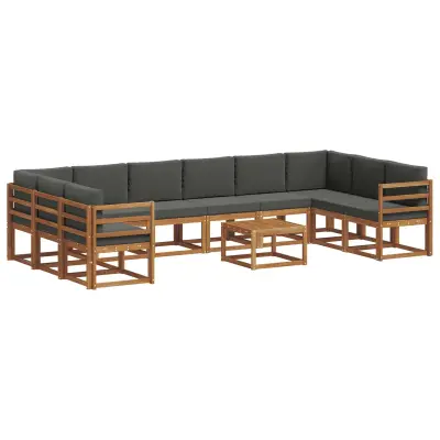 vidaXL Zunanja garnitura za sedenje 11 pcs Naravna in antracitna