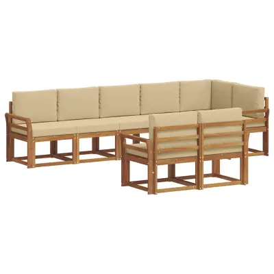 vidaXL Zunanja garnitura za sedenje z blazino 8 pcs Naravna in bež