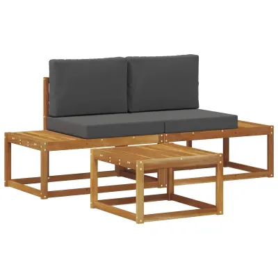 vidaXL Zunanja garnitura za sedenje z blazino 3 pcs Naravna