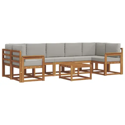 vidaXL Zunanja garnitura za sedenje 8 pcs Naravna in svetlo siva