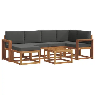 vidaXL Zunanja garnitura za sedenje 7 pcs Naravna in antracitna