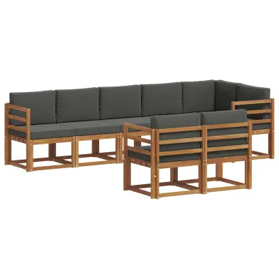 vidaXL Zunanja garnitura za sedenje 8 pcs Naravna in antracitna
