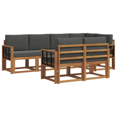 vidaXL Zunanja garnitura za sedenje 7 pcs Naravna in antracitna