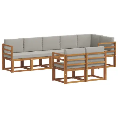 vidaXL Zunanja garnitura za sedenje 8 pcs Naravna in svetlo siva