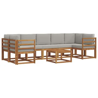 vidaXL Zunanja garnitura za sedenje 8 pcs Naravna in svetlo siva