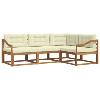 vidaXL Zunanja garnitura za sedenje z blazino 4 pcs Naravna in smetana