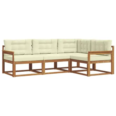 vidaXL Zunanja garnitura za sedenje z blazino 4 pcs Naravna in smetana
