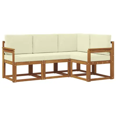 vidaXL Zunanja garnitura za sedenje z blazino 4 pcs Naravna in smetana