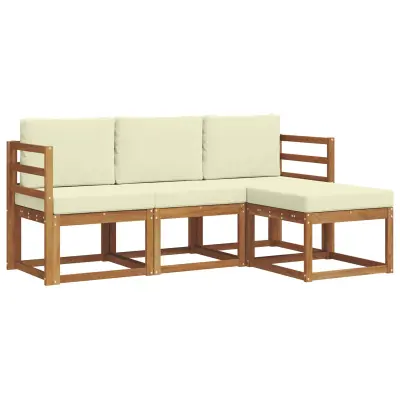 vidaXL Zunanja garnitura za sedenje z blazino 4 pcs Naravna in smetana