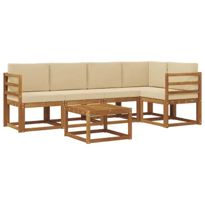 vidaXL Zunanja garnitura za sedenje z blazino 6 pcs Naravna in bež