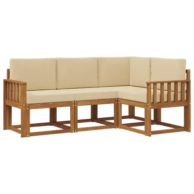 vidaXL Zunanja garnitura za sedenje z blazino 4 pcs Naravna in bež
