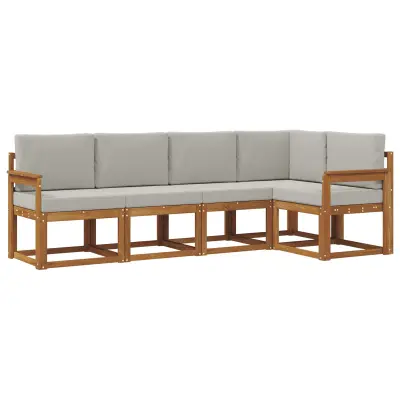vidaXL Zunanja garnitura za sedenje 5 pcs Naravna in svetlo siva