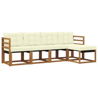 vidaXL Zunanja garnitura za sedenje z blazino 5 pcs Naravna in smetana
