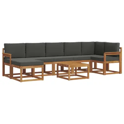 vidaXL Zunanja garnitura za sedenje 8 pcs Naravna in antracitna