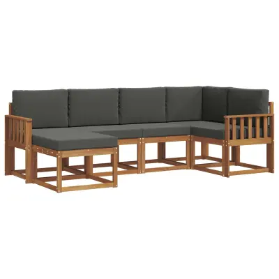 vidaXL Zunanja garnitura za sedenje 6 pcs Naravna in antracitna