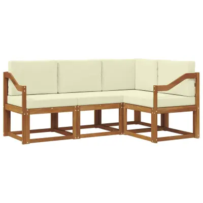 vidaXL Zunanja garnitura za sedenje z blazino 4 pcs Naravna in smetana