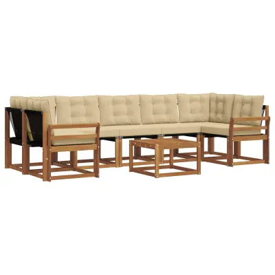 vidaXL Zunanja garnitura za sedenje z blazino 8 pcs Naravna in bež