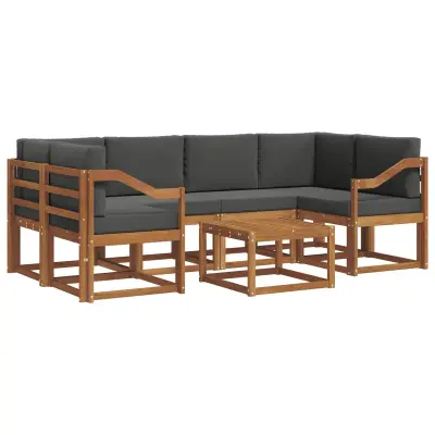 vidaXL Zunanja garnitura za sedenje 7 pcs Naravna in antracitna