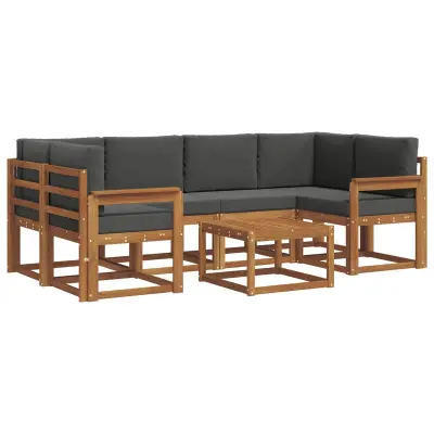 vidaXL Zunanja garnitura za sedenje 7 pcs Naravna in antracitna