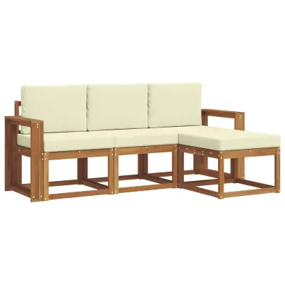 vidaXL Zunanja garnitura za sedenje z blazino 4 pcs Naravna in smetana