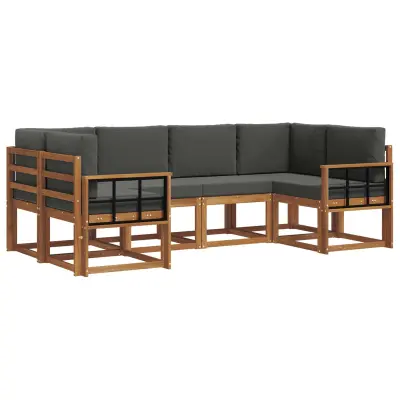 vidaXL Zunanja garnitura za sedenje 6 pcs Naravna in antracitna