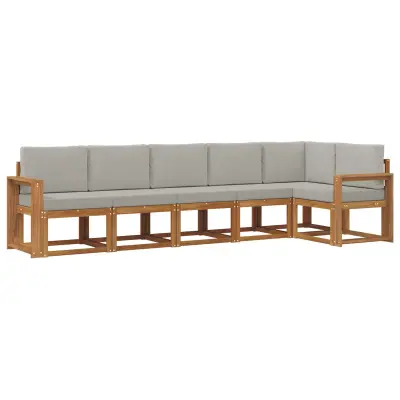 vidaXL Zunanja garnitura za sedenje 6 pcs Naravna in svetlo siva