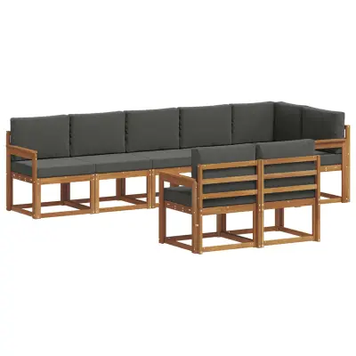 vidaXL Zunanja garnitura za sedenje 8 pcs Naravna in antracitna