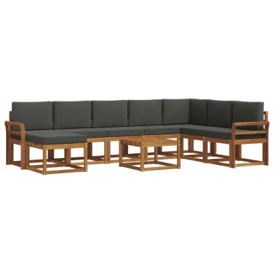 vidaXL Zunanja garnitura za sedenje 9 pcs Naravna in antracitna