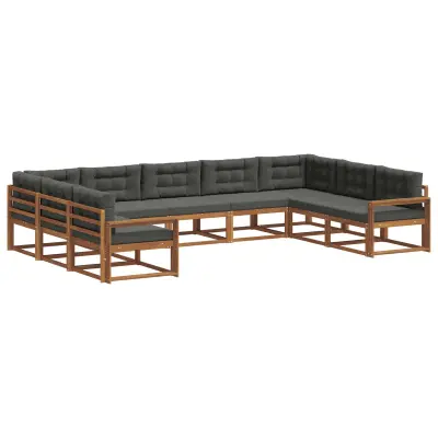 vidaXL Zunanja garnitura za sedenje 9 pcs Naravna in antracitna