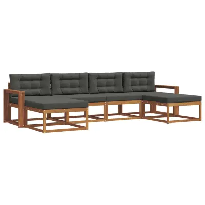 vidaXL Zunanja garnitura za sedenje 6 pcs Naravna in antracitna