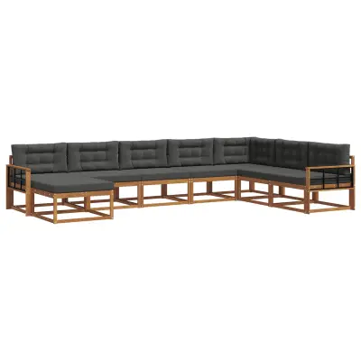 vidaXL Zunanja garnitura za sedenje 8 pcs Naravna in antracitna