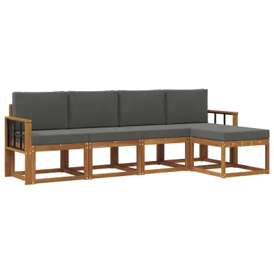 vidaXL Zunanja garnitura za sedenje 5 pcs Naravna in antracitna