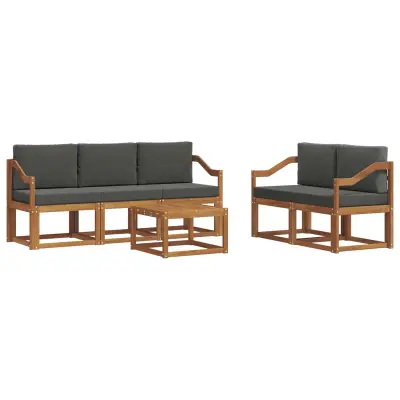 vidaXL Zunanja garnitura za sedenje 6 pcs Naravna in antracitna