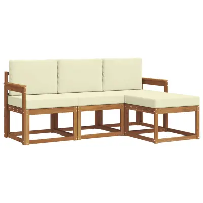 vidaXL Zunanja garnitura za sedenje z blazino 4 pcs Naravna in smetana