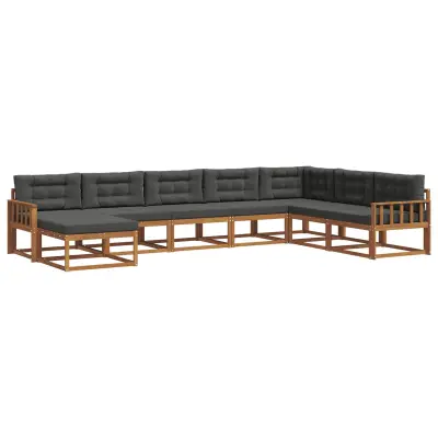 vidaXL Zunanja garnitura za sedenje 8 pcs Naravna in antracitna