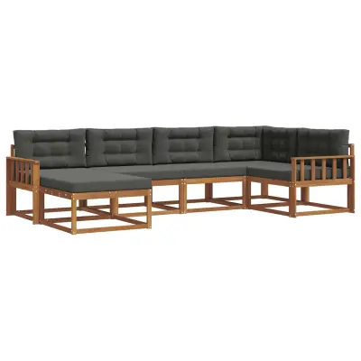 vidaXL Zunanja garnitura za sedenje 6 pcs Naravna in antracitna