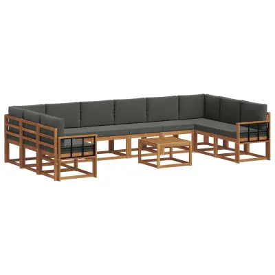 vidaXL Zunanja garnitura za sedenje 11 pcs Naravna in antracitna