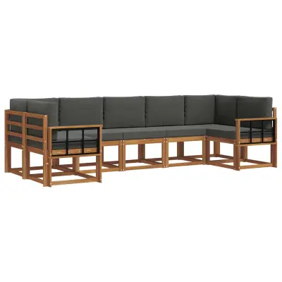 vidaXL Zunanja garnitura za sedenje 7 pcs Naravna in antracitna