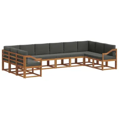 vidaXL Zunanja garnitura za sedenje 10 pcs Naravna in antracitna