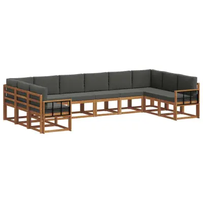vidaXL Zunanja garnitura za sedenje 10 pcs Naravna in antracitna