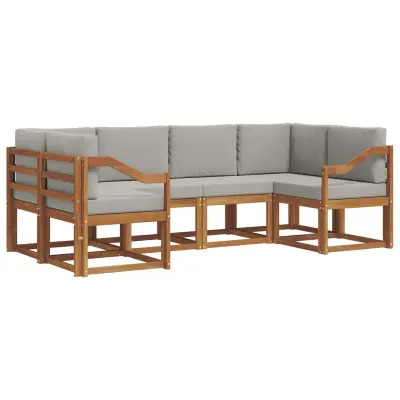 vidaXL Zunanja garnitura za sedenje 6 pcs Naravna in svetlo siva